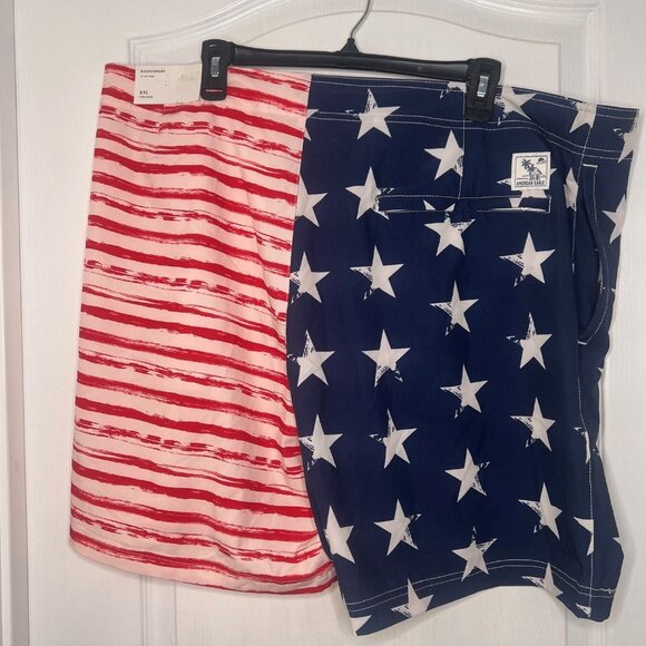 American‎ Eagle Outfitters Mens USA Flag Boardshorts Size XXL Red White Blue NWT - Picture 3 of 8